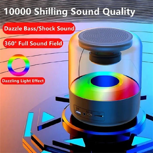 Portable Colorful Lights Wireless Bluetooth Speaker AUX Audio TF Card USB Playback 360 Surround Sound High-quality Subwoofe