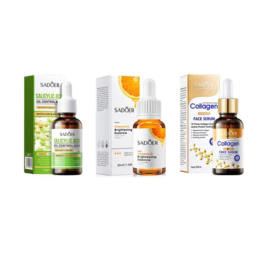 3pcs Acne Control & Brightening Skincare Set with Vitamin C, Salicylic , Collagen serum for Clear, Youthful Skin