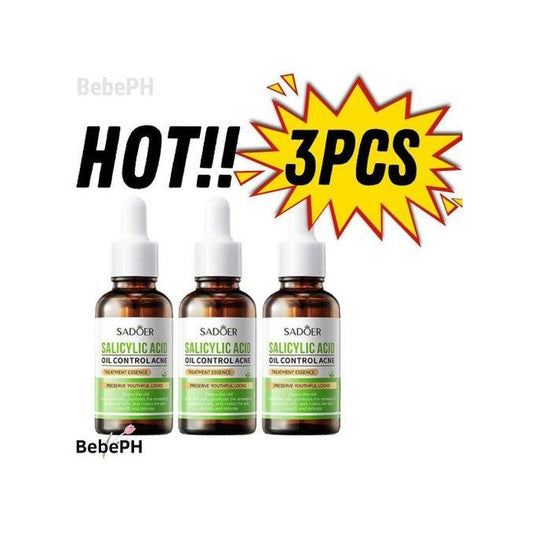 3pcs Salicylic Acid Oil Control Acne Treatment Essence, Anti-Acne Exfoliating Gentle Salicylic Acid Serum, Facial Serum, Promote The Renewal Of...