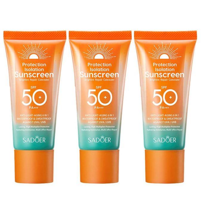 3pcs Sunscreen SPF 50, Anti Light Aging, Moisturizing Multiple Protection Effect Sunscreen Anti Aging Sunscreen Repair Sunscreen Milk Refreshing...