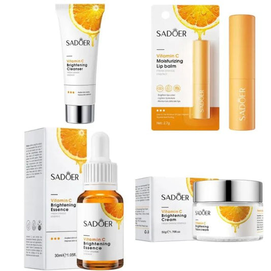 4 In 1,Vitamin C Serum + Moisturizing Lipbalm + Vitamin C Cream+ Face Wash For Face Brightening, Moisturizing And Black Heads Removal, Anti...