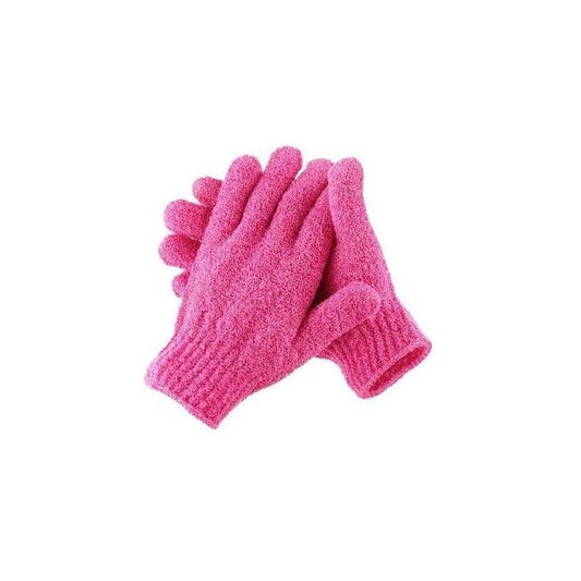 4 Pairs Exfoliating Gloves For Body Scrub-pink