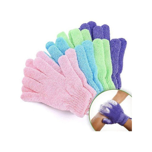 4 Pairs Exfoliating Gloves For Scrub, Multicolours