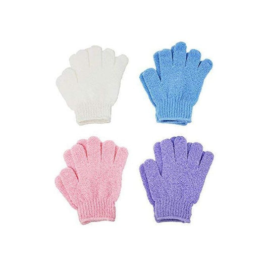 4 Pairs Exfoliating Gloves For Scrub, Multicolours