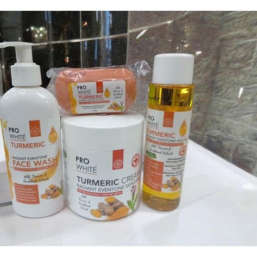 Pro White 4 in 1 Tumeric Set: Face wash + Skin cream + Skin oil + Soap