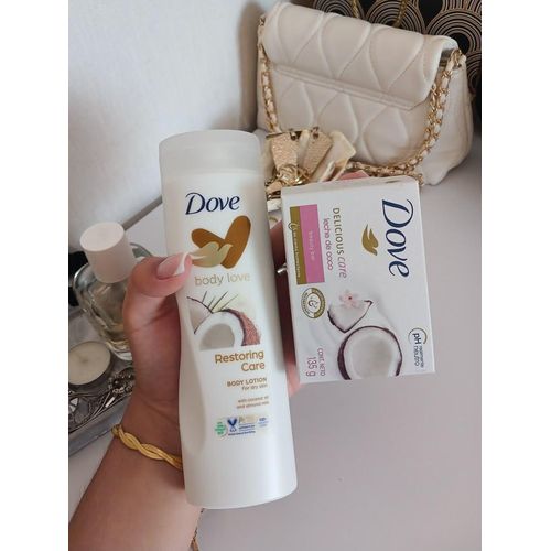 Dove 2 in 1 SELFCARE SET: Restoring Care Body Lotion + Coconut Milk Beauty Cream Bar