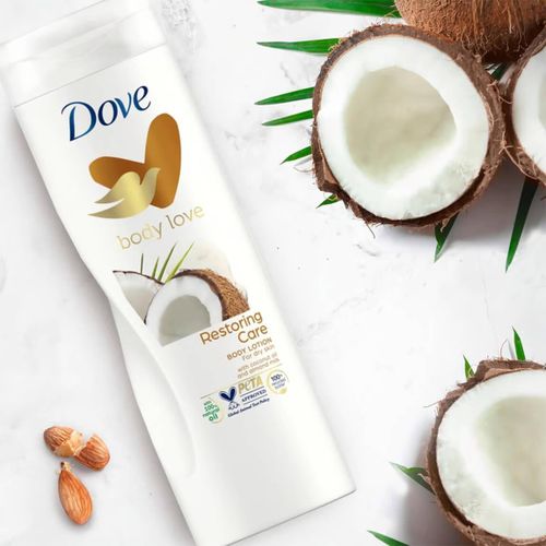 Dove 2 in 1 SELFCARE SET: Restoring Care Body Lotion + Coconut Milk Beauty Cream Bar