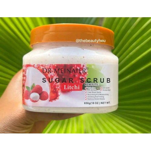 DR MEINAIER Sugar Scrub Litchi 650g Polishes, Firms, Anti Spots Exfoliates Dead Skin Cells, Promote Blood Circulation, Hydrate The Skin, Nourishes & Softens Body Scrubs
