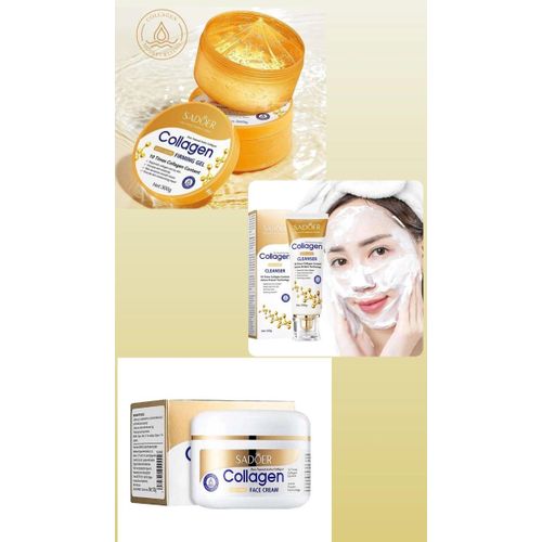 SADOER 3 in 1 Collagen Anti-aging Firming Gel+ Collagen Anti-aging facial Cleanser + Collagen Anti-aging Face Cream