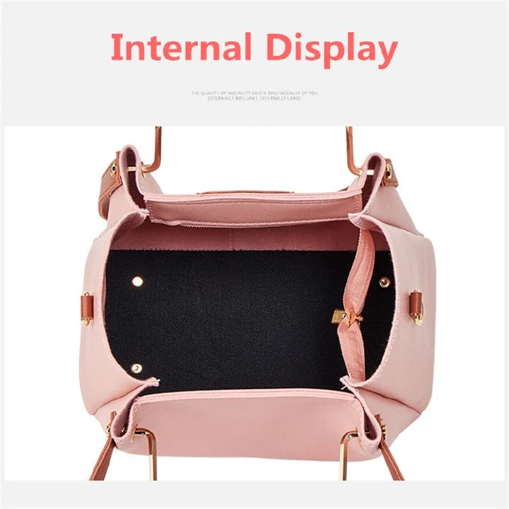 4 PCS/Sets Handbags Women Bags Ladies Bags Purse Crossbody Bag Wallet Shoulder Bags Large Capacity
