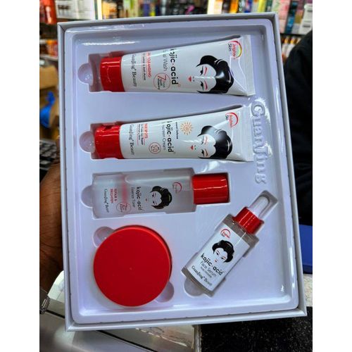 Planet 5 In 1 Kojic Acid Skin Brightening Gift Set: Cleanser > Sunscreen Cream > Toner > Serum > Cream