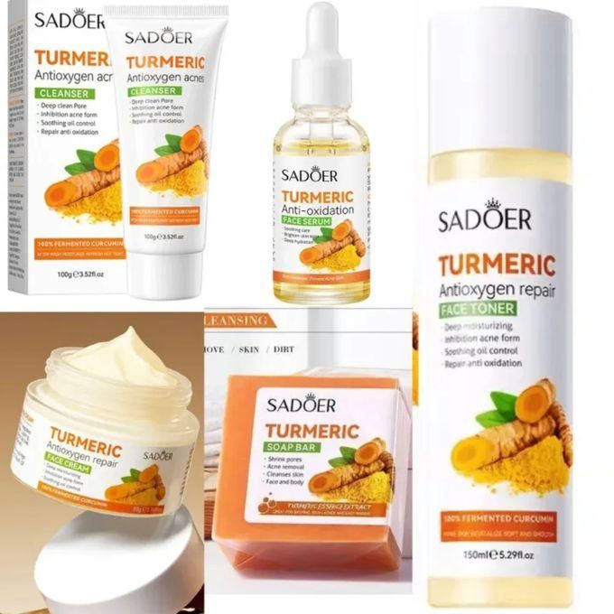 5 In 1 Mosturising Turmeric Set, Tumeric Cleanser + Face Serum +Face Toner + Face Cream + Tumeric Soap, With Unparelled Vitamin C Capabilities,...