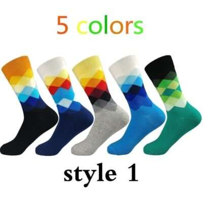 5 Pack Colorful Happy Socks for Men â€“