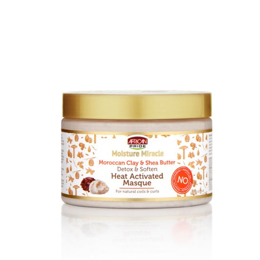 African Pride Moisture Miracle Moroccan Clay Detox Heat Activated Masque 12 Oz