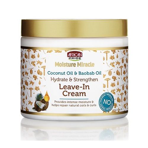 AFRICAN PRIDE Moisture Miracle Leave-In Cream, Hydrate & Strengthen, 15 Oz