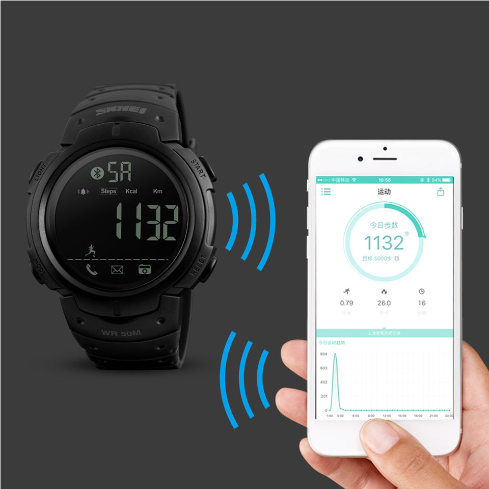 SKMEI Smart Watch Calories Pedometer Digital Reminder Watches Fitness Bluetooth For Ios