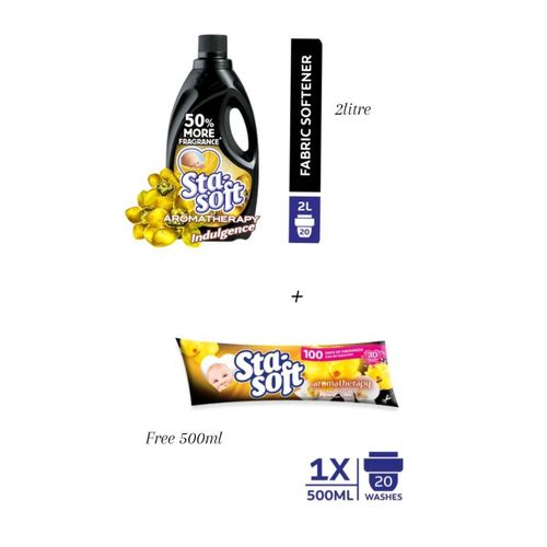 Sta Soft 2 in 1 Laundr Set: Aromatherapy Indulgence Fabric Softener 2L + (FREE 500ML Refill)