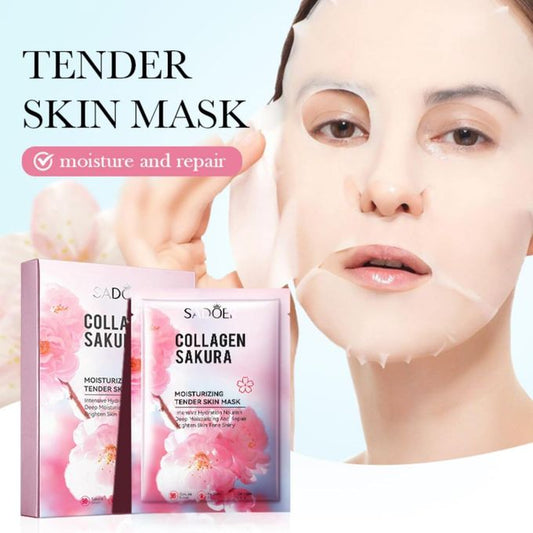 5pcs Collagen Sakura Brightening And Moisturizing Face Masks.