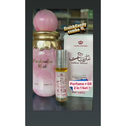 Paris Corner 2 in 1 Perfume Set: Marshmallow Blush Perfume + Sukkar Banat Oil