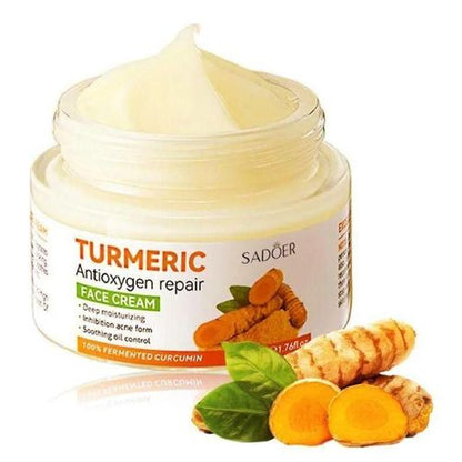 SADOER 3 in 1 Set: Tumeric Anti-oxygen Repair Face Cream + Anti-oxidation Face Serum + Soap Bar
