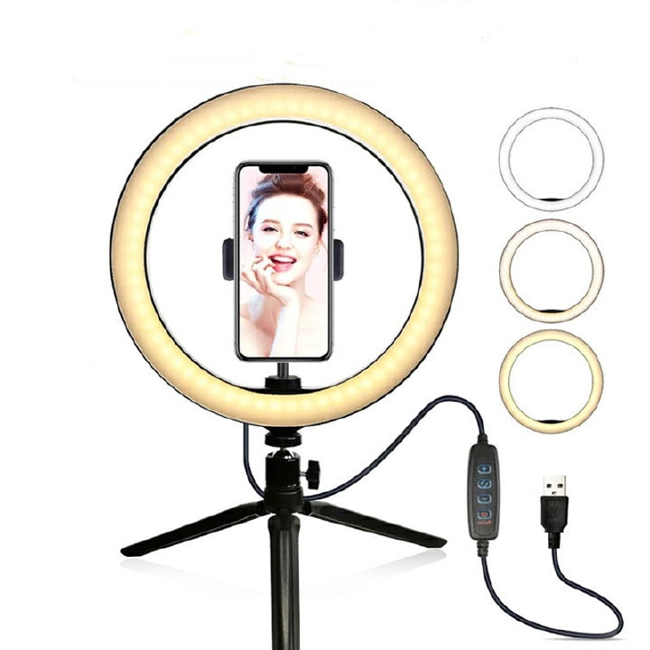 LED Ring Light With Selfie Live Streaming Light Tripod Dimmable 26cm 10 INCH