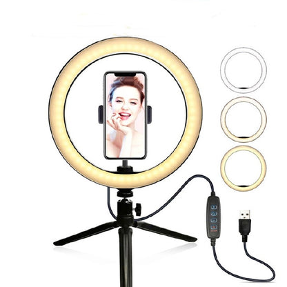 LED Ring Light With Selfie Live Streaming Light Tripod Dimmable 26cm 10 INCH