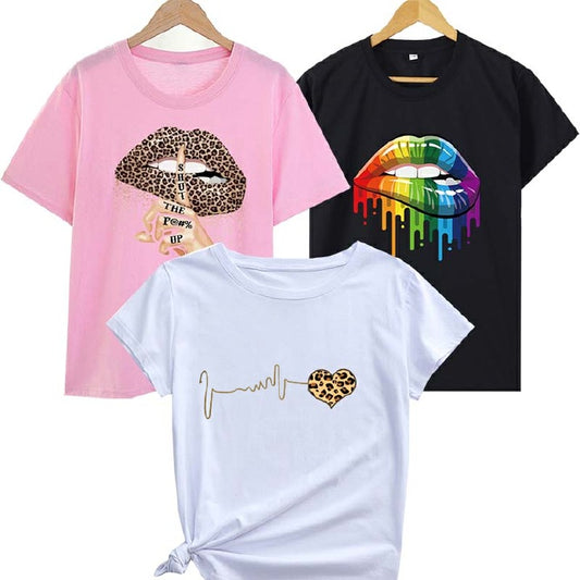 3 PCS Tshirts Women T-shirts 3 in 1 tshirts Women Clothes Shirts Women Tops Lady Wear shirts Africa Queen On Sale New Arrival