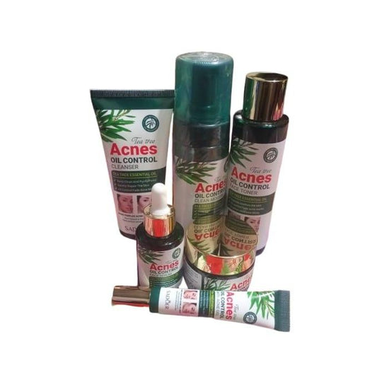 6pcs Tea Tre Acnes Oil Control Cream,toner,mousse,cleanser,eye Cream And Serum Set