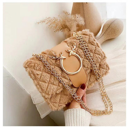 New Mao Mao Xiao Fang Bao Women's Bag Fashion Belt Pliers Decorative Shoulder Bag Oblique Straddle Bag Handbag Chain Bag Gifts to Girlfriends