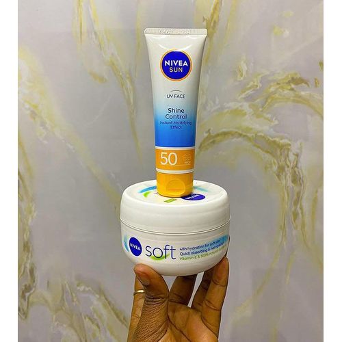 2 in 1 GLOWING SET: Soft Light Moisturizer + UV Face Shine Control Instant Mattifying Effect spf 50