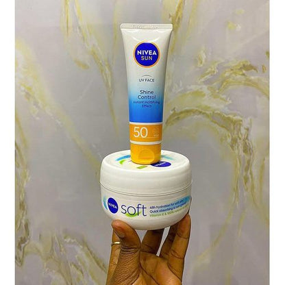 2 in 1 GLOWING SET: Soft Light Moisturizer + UV Face Shine Control Instant Mattifying Effect spf 50