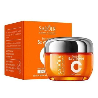 SADOER 2 in 1 Set: 5 x Vitamin C Face Cream + Face Serum