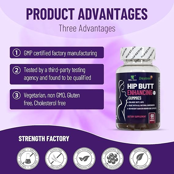 Wins Town Hip Butt Enhancement Gummies, Booty Gummies for Bigger Butt, Bum Support Gummies for Women, Multivitamins