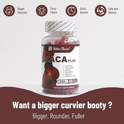 Click to see full view Maca Plus Gummies, 1500mg Big Booty Enhancer with Black Maca Root & Dong Quai Extract