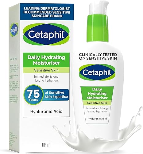 Cetaphil Daily Hydrating Face Moisturiser, 88ml, For Sensitive Skin, With Hyaluronic Acid
