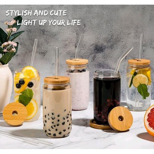 Borosil Glass tumblers with Bamboo lids