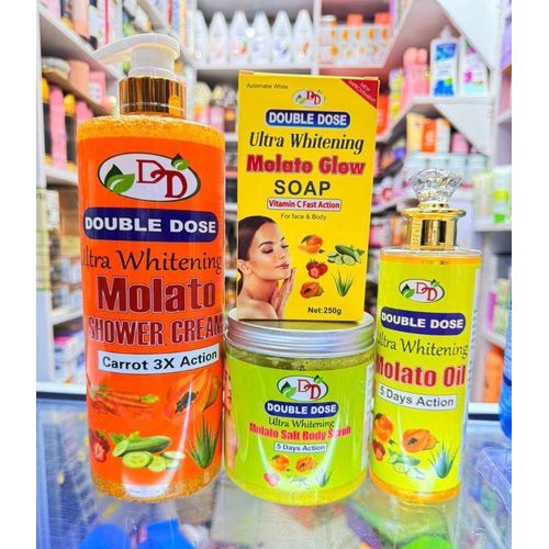 DOUBLE DOSE 4 in 1 Glowing Set: Molato Shower Cream + Molato Salt Body Scrub + Molato Oil + Molato Glow Soap