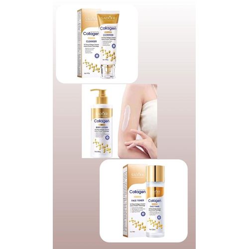 SADOER 3 in 1 SPECIAL PACKAGE: Collagen Body Lotion + Collagen Face Toner + Collagen Face Cleanser