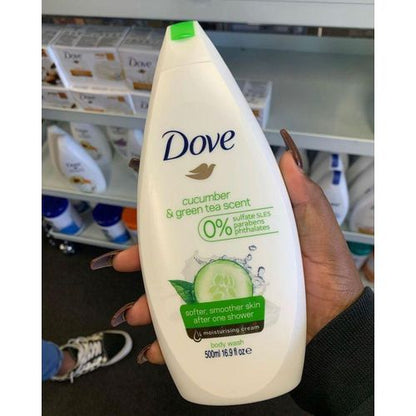 Dove 4 in 1 SHOWER CARE SET: Cucumber & Green tea body wash + Anti-perspirant deo spray + Beauty cream bars