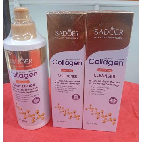 SADOER 3 in 1 SPECIAL PACKAGE: Collagen Body Lotion + Collagen Face Toner + Collagen Face Cleanser