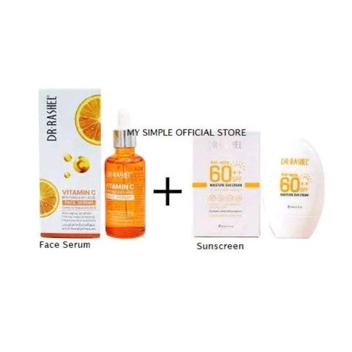 DR RASHEL 2 In 1 SPECIAL OFFER!!!! Vitamin C Brightening And Anti-aging Face Serum+ Anti-aging And Moisture Sun Cream SPF 60 & UVA UVB Protection Sunscream
