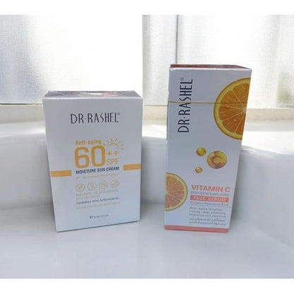 DR RASHEL 2 In 1 SPECIAL OFFER!!!! Vitamin C Brightening And Anti-aging Face Serum+ Anti-aging And Moisture Sun Cream SPF 60 & UVA UVB Protection Sunscream