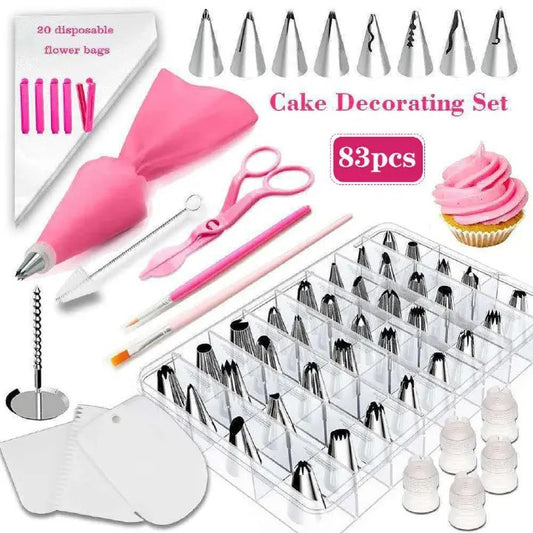 83 Pcs Cake Decorating Tools Cake Kit Cake Decor Decoration Stand Table Set Baking Tools DIY Homemade Cake Kitchen Tools