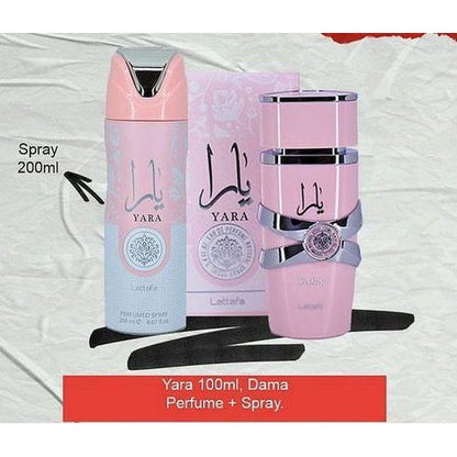 Al Rehab Yara Lattafa Pink Set: Perfume + Deo Spray