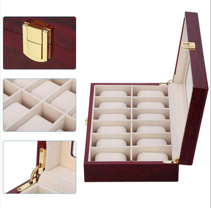 HIGH QUALITY (12 SLOTS) WOODEN WATCH ORGANIZER