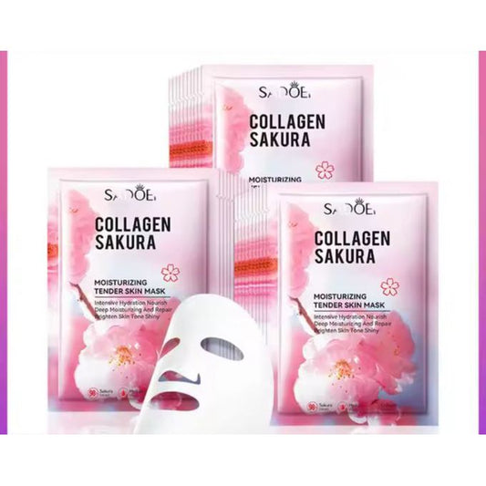 8 Pcs Collagen Sakura Moisturizing Tender Skin Mask Intensive Hydration Nourish Repair Brighten Skin Tone Shiny