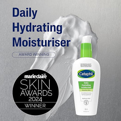 Cetaphil Daily Hydrating Face Moisturiser, 88ml, For Sensitive Skin, With Hyaluronic Acid