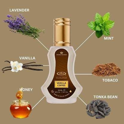 Al Rehab 2 in 1 Perfume combo: Vanilla coffee perfume + Golden sand perfume oil