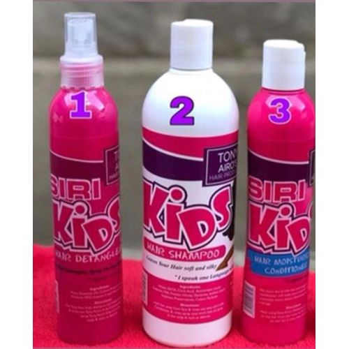Tony Airos 3 In 1: Siri Kids Hair Detangler + Hair Shampoo + Hair Conditioner