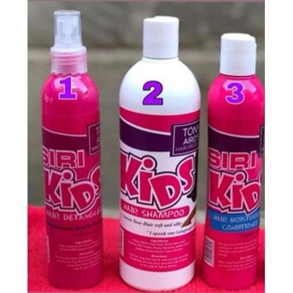 Tony Airos 3 In 1: Siri Kids Hair Detangler + Hair Shampoo + Hair Conditioner